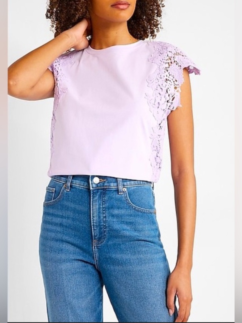 Express Lavender Crochet sleeve Top